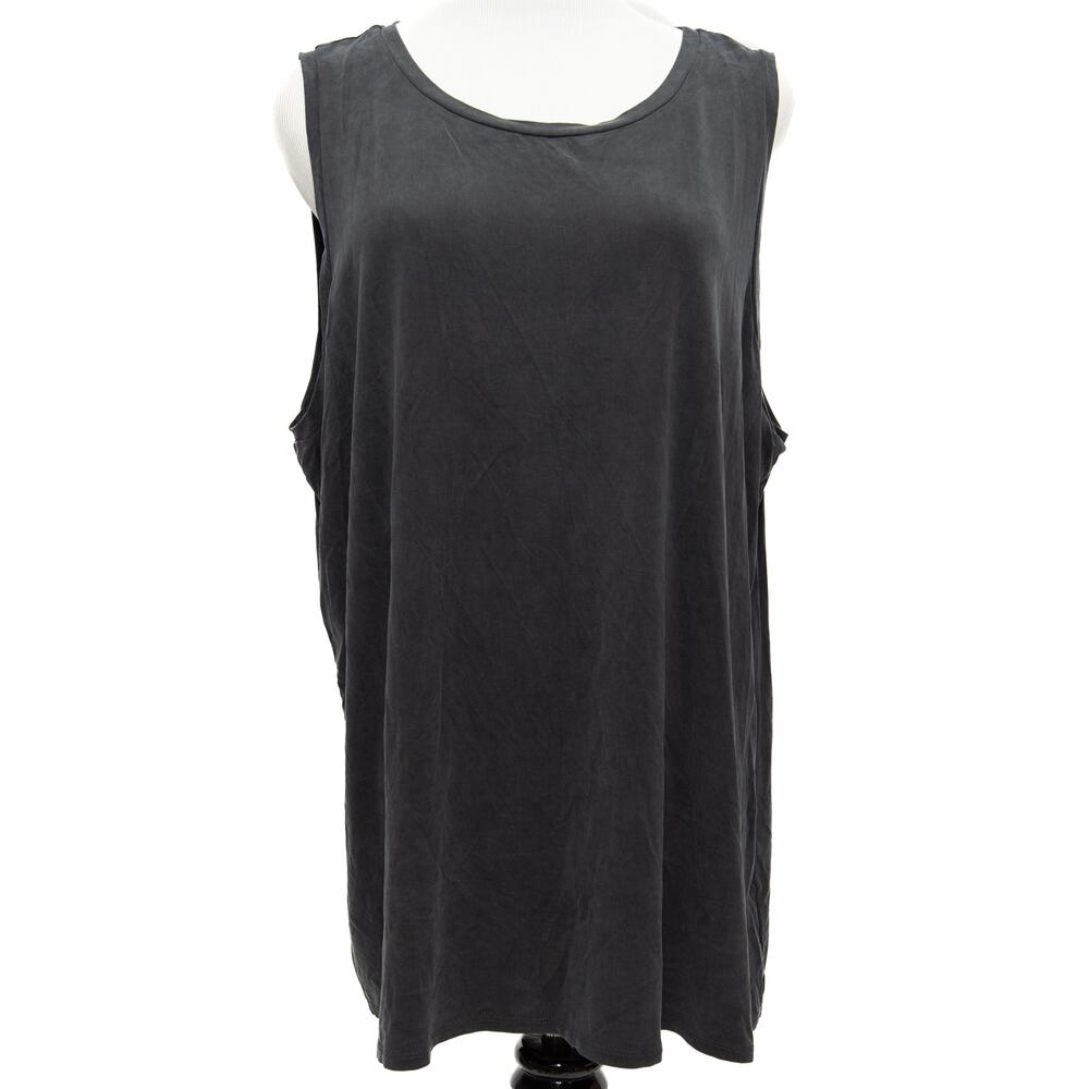 New Eileen Fisher Sueded Cupro Knit Slim Fit Basic Length Tank Top Size 2X